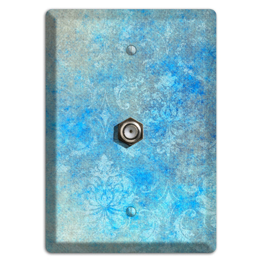Picton Blue Whimsical Damask Cable Wallplate