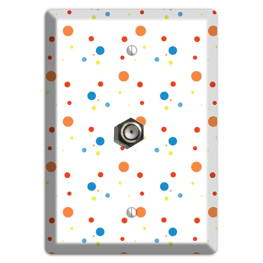 White with Multi Color Small Dots 2 Cable Wallplate