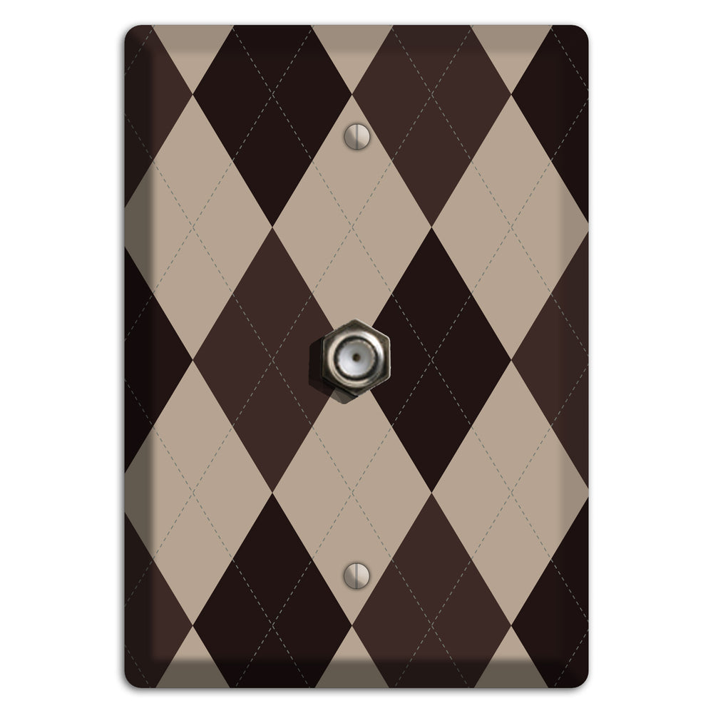 Brown and Beige Argyle Cable Wallplate