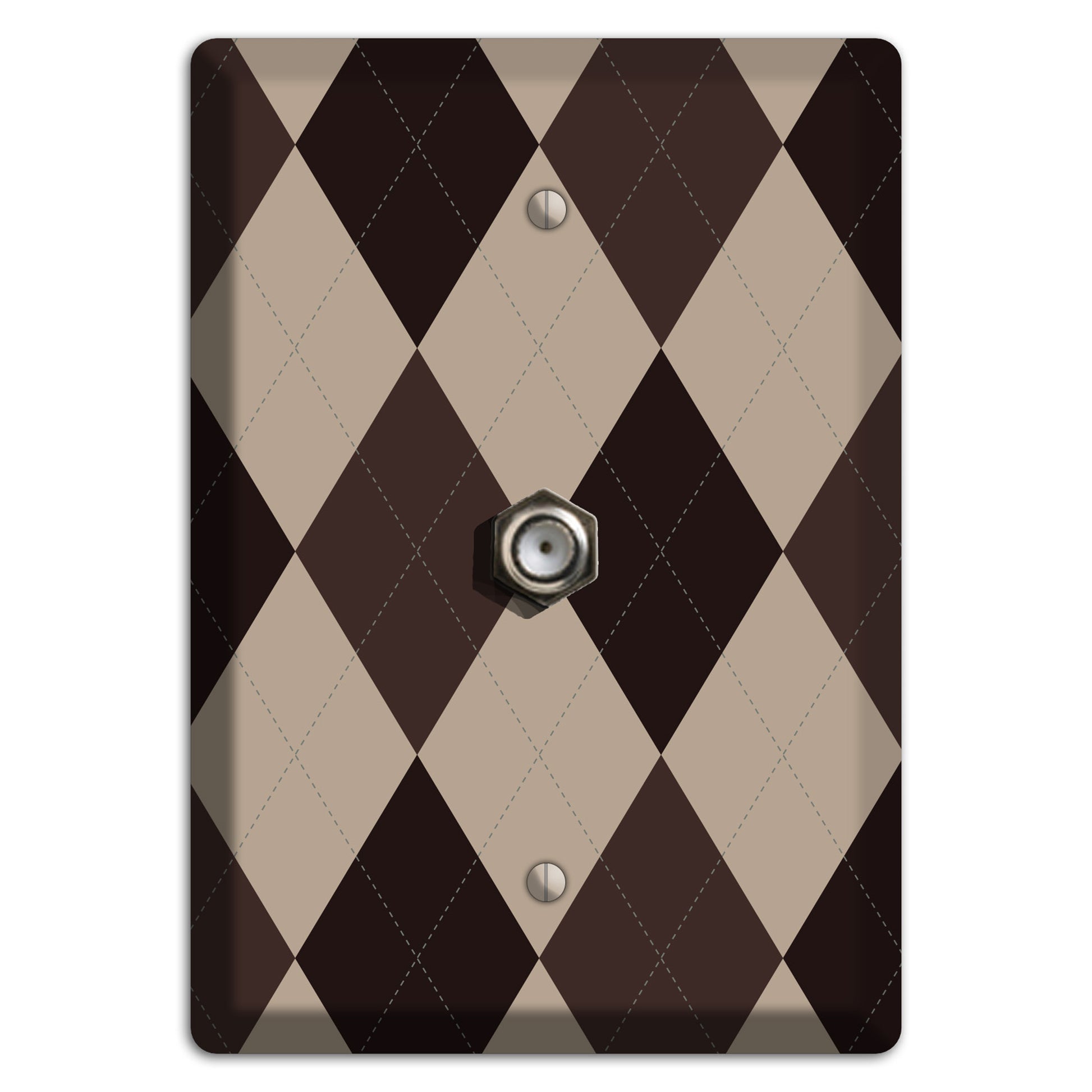 Brown and Beige Argyle Cable Wallplate