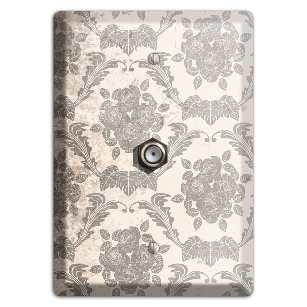 Pearl Bush Vintage Rose Damask Cable Wallplate