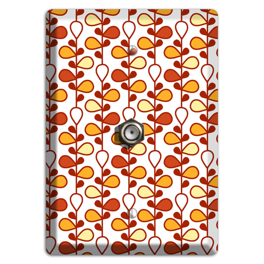 White with Red and Orange Drop and Vine Cable Wallplate