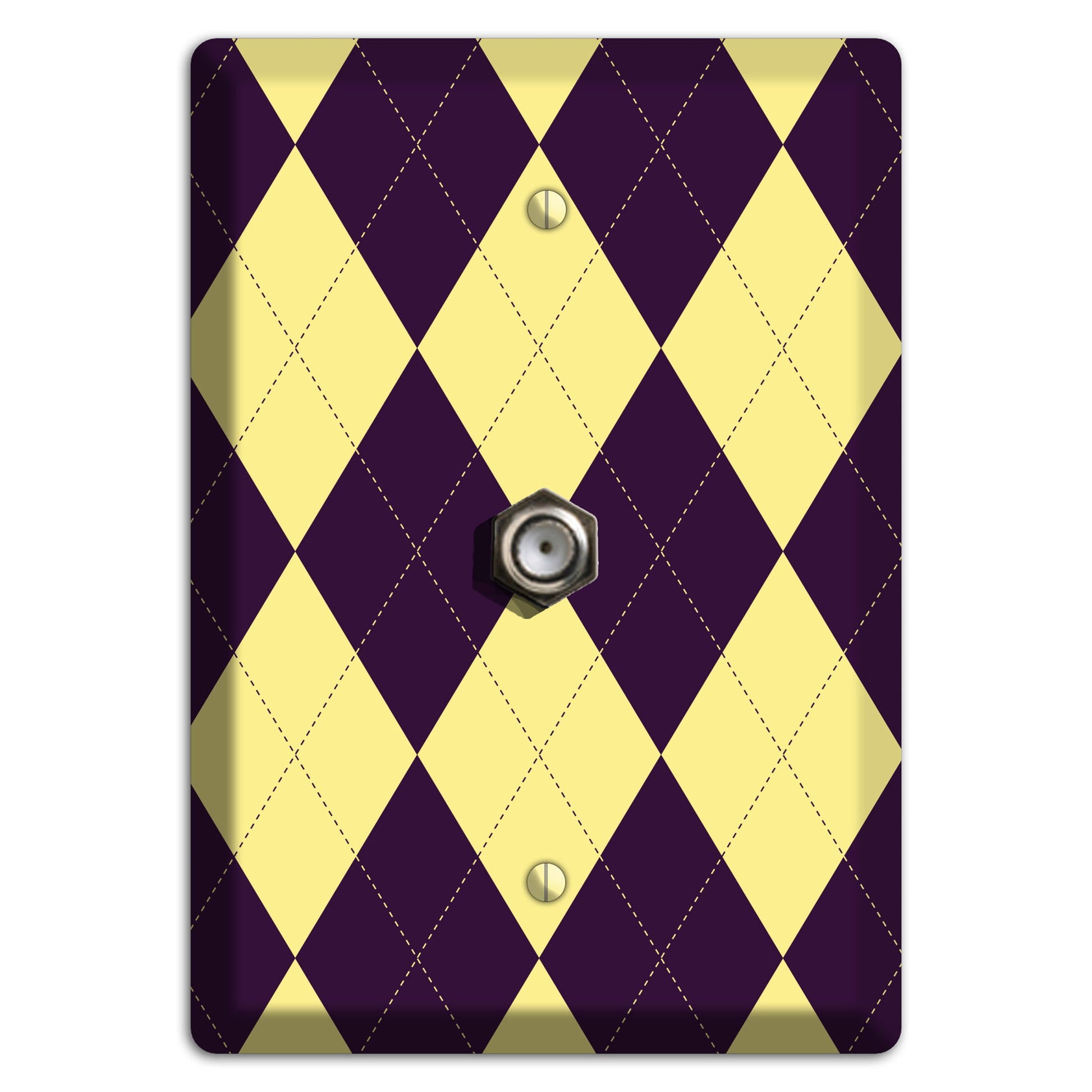 Yellow and Black Argyle Cable Wallplate