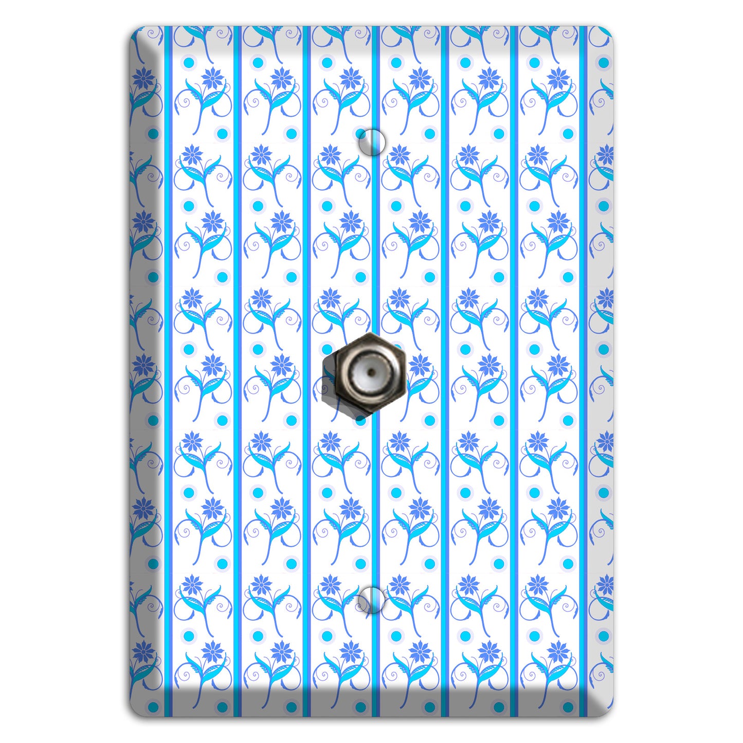 Blue Floral Pattern Cable Wallplate