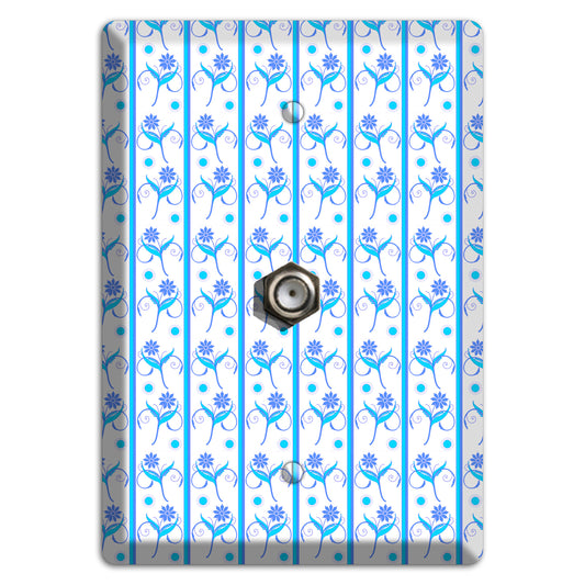 Blue Floral Pattern Cable Wallplate