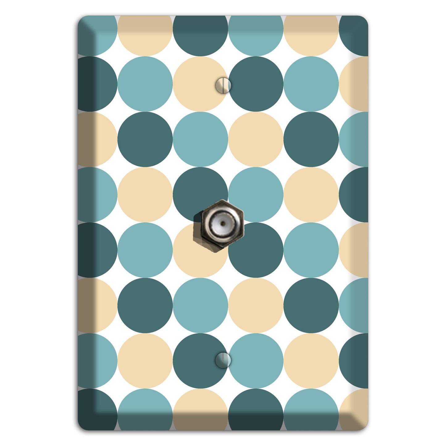 Dusty Blue Beige Tiled Dots Cable Wallplate