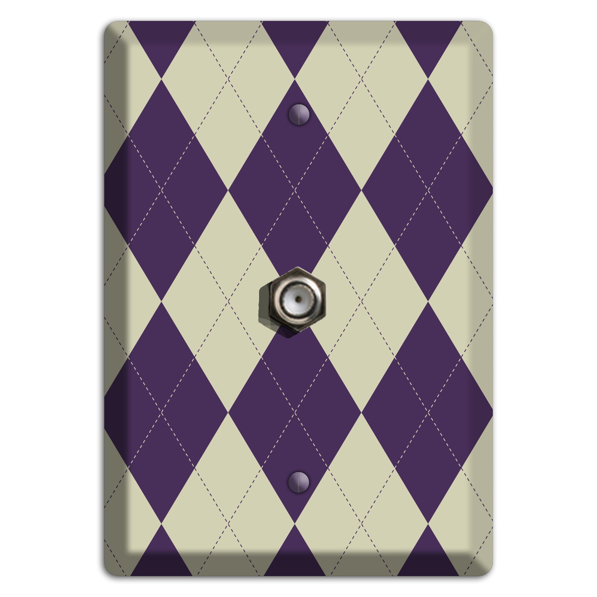 Purple and Tan Argyle Cable Wallplate