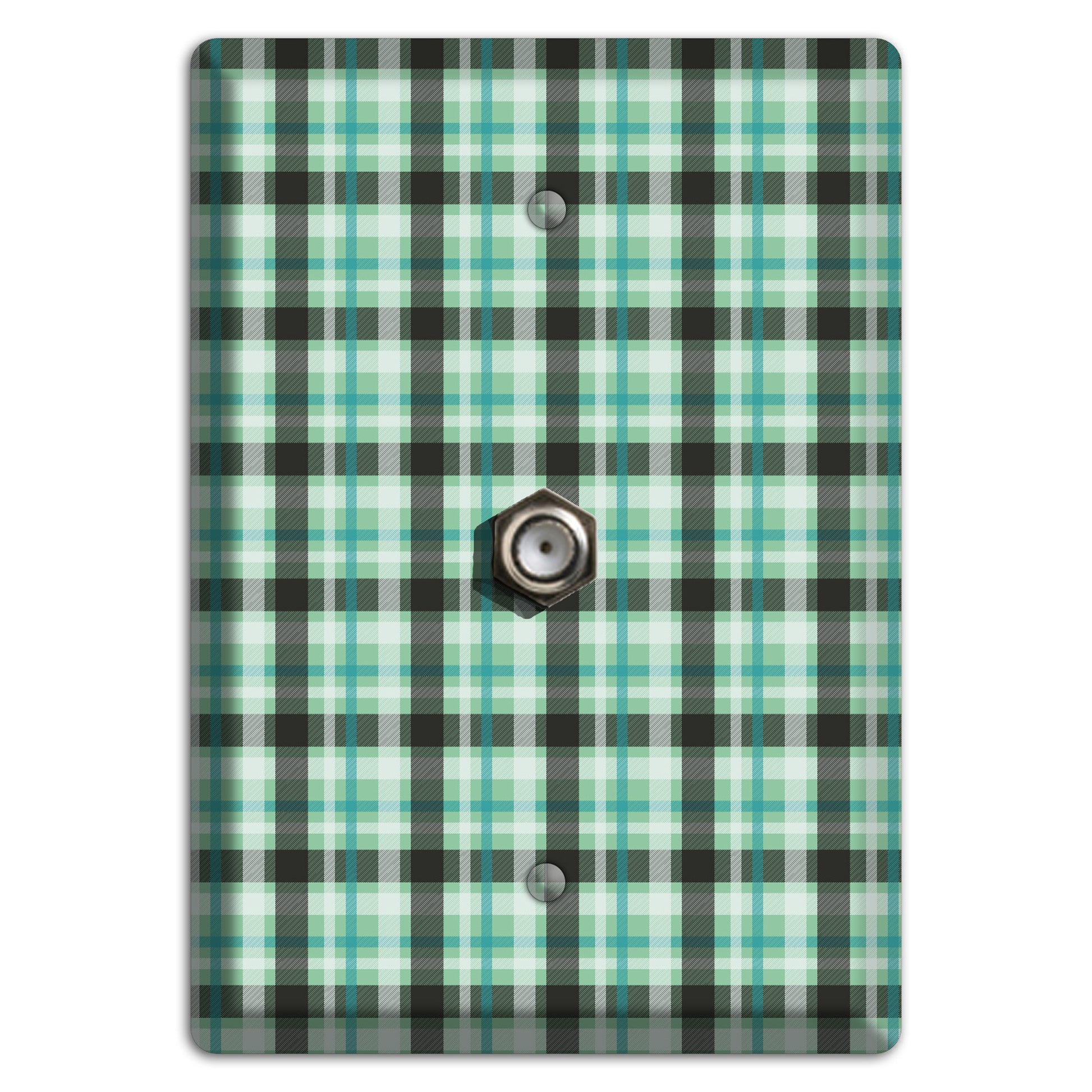 Multi Green Plaid Cable Wallplate