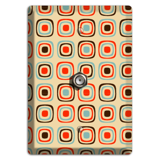 Multi Coral Dusty Blue and Brown Retro Squares Cable Wallplate