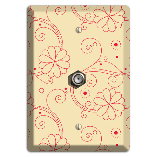 Off White Floral Swirl Cable Wallplate