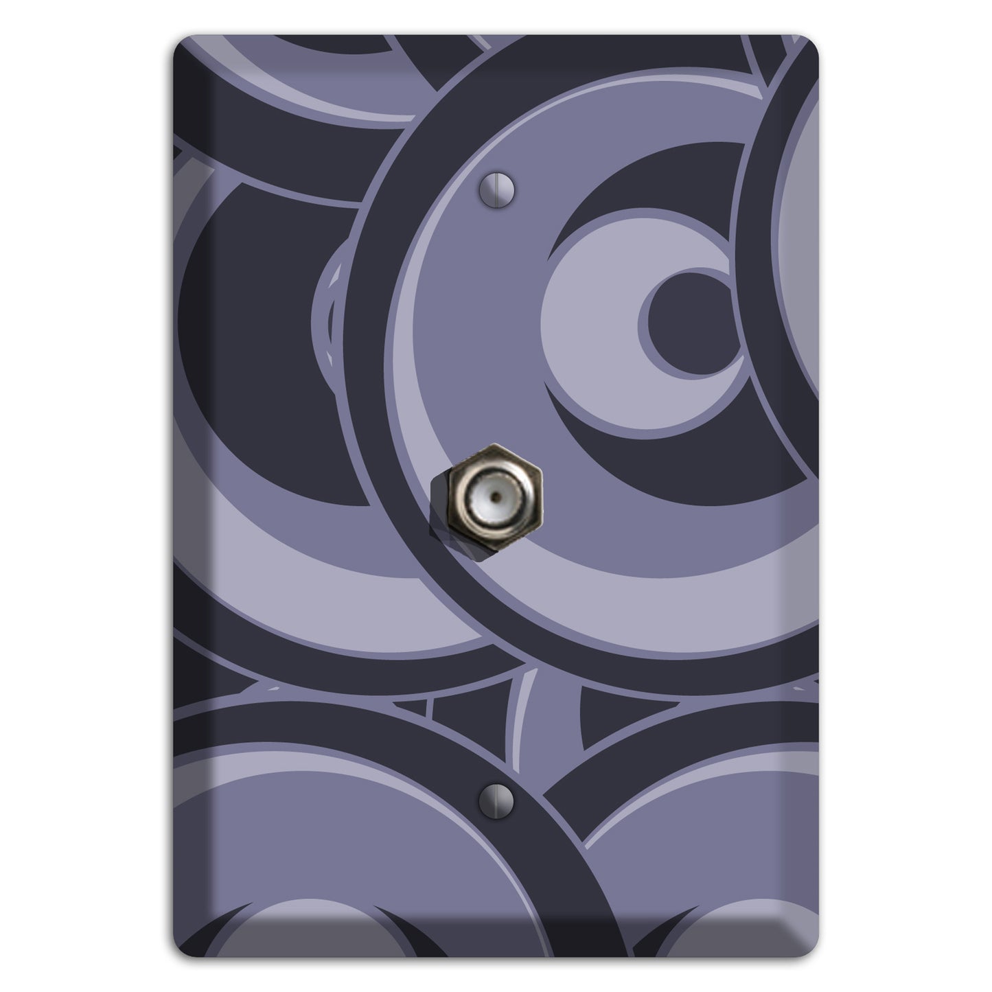 Black and Purple-grey Deco Circles Cable Wallplate