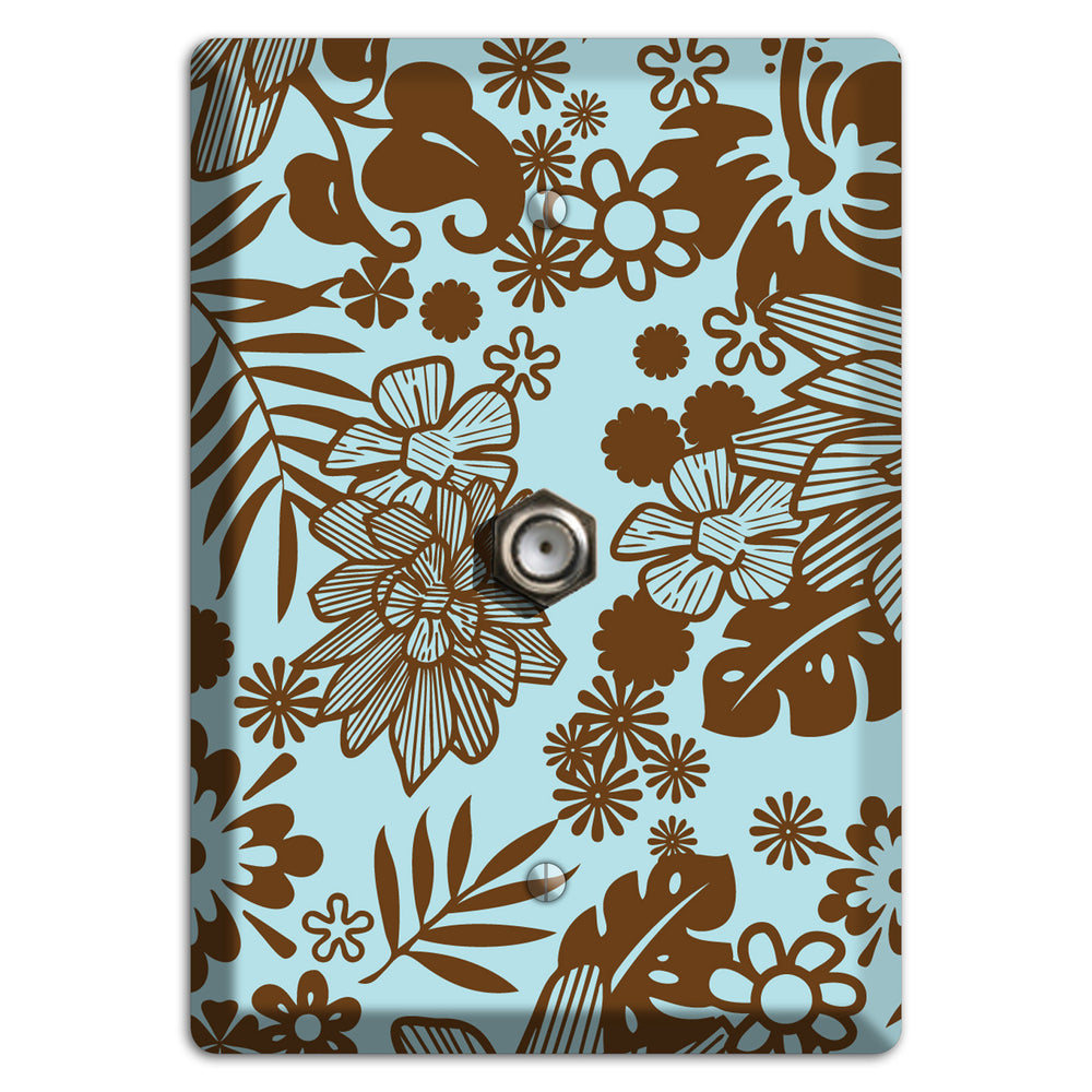 Blue and Brown Tropical Cable Wallplate