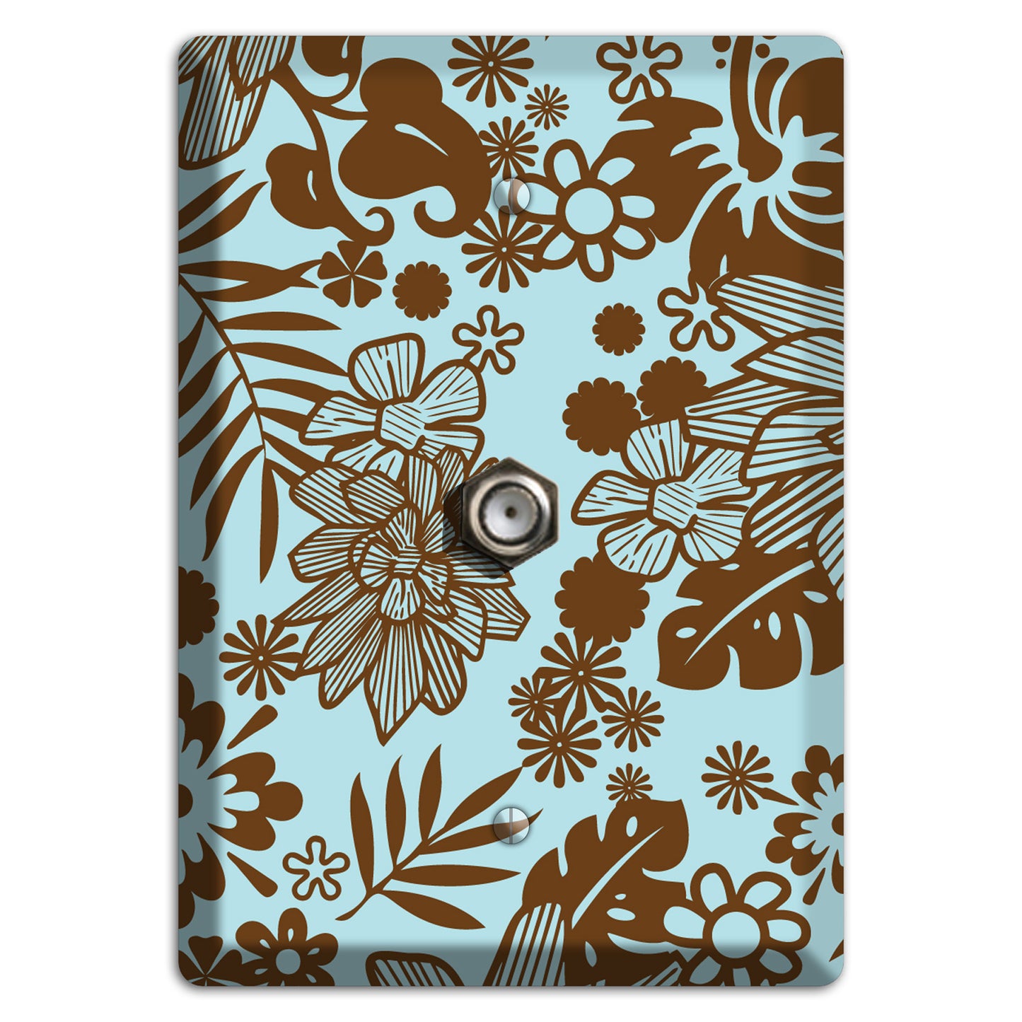 Blue and Brown Tropical Cable Wallplate