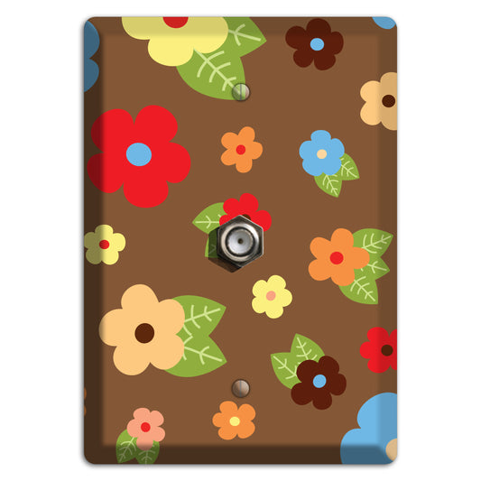 Brown Delicate Flowers Cable Wallplate