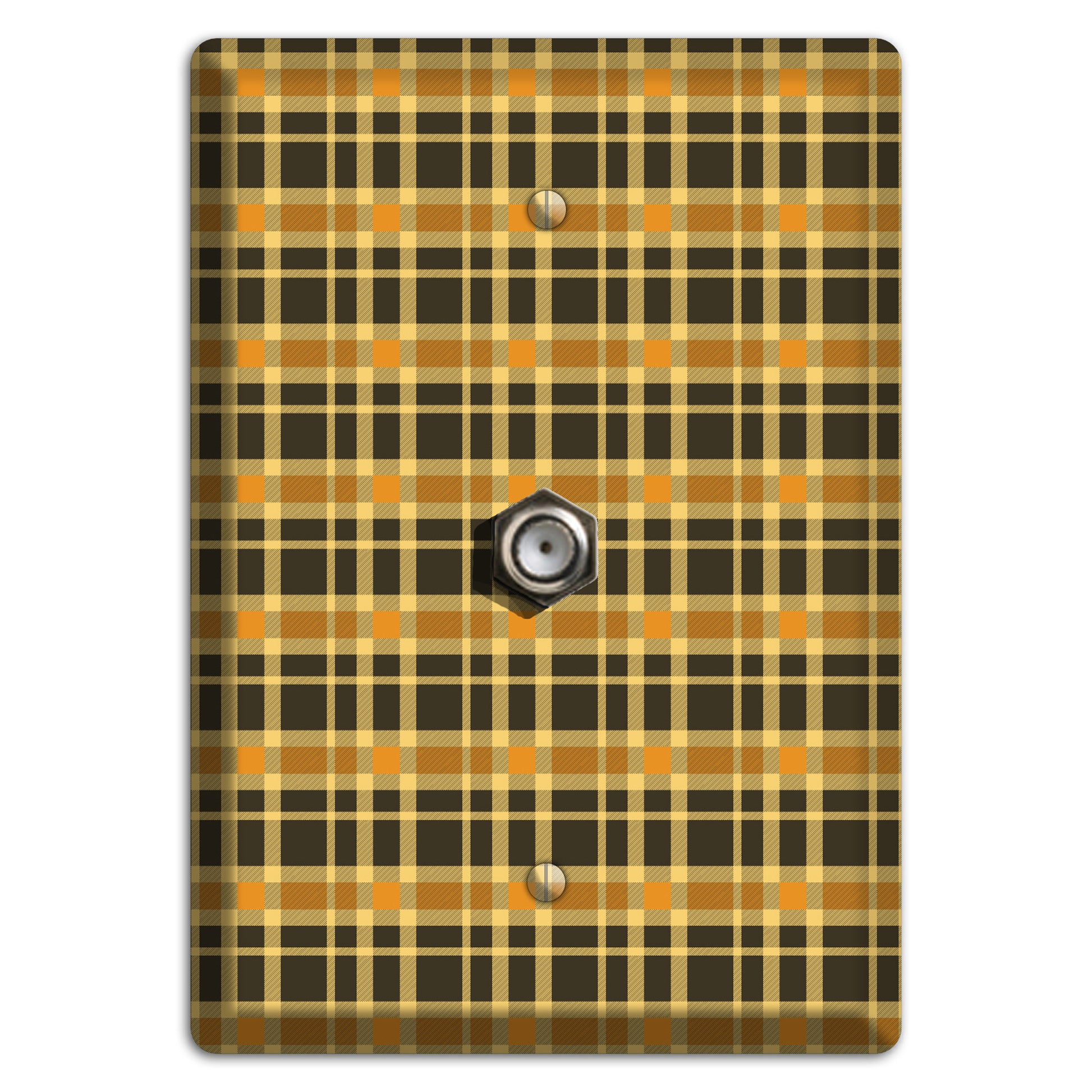 Mustard and Black Plaid Cable Wallplate