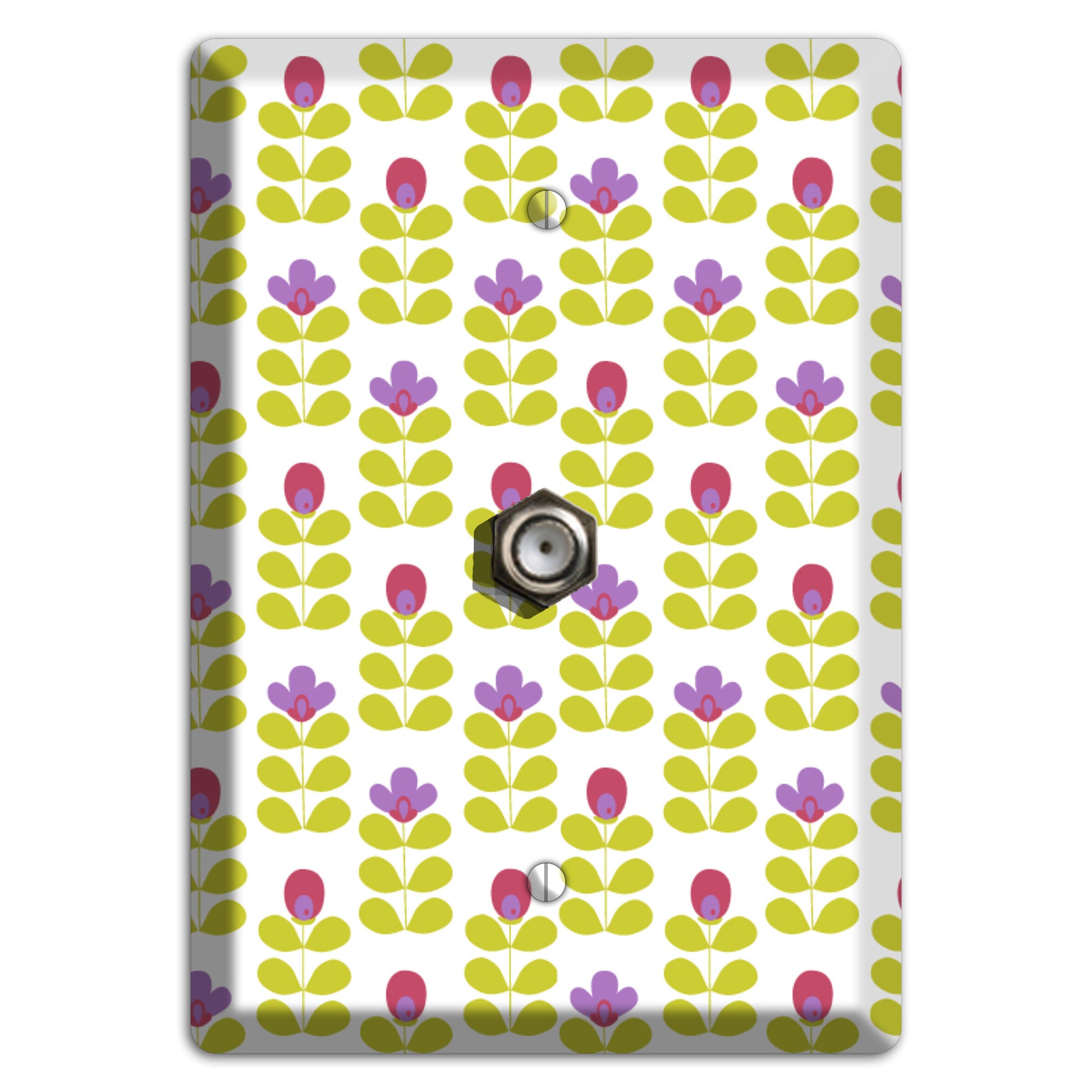 Yellow Deco Floral Half Drop Cable Wallplate