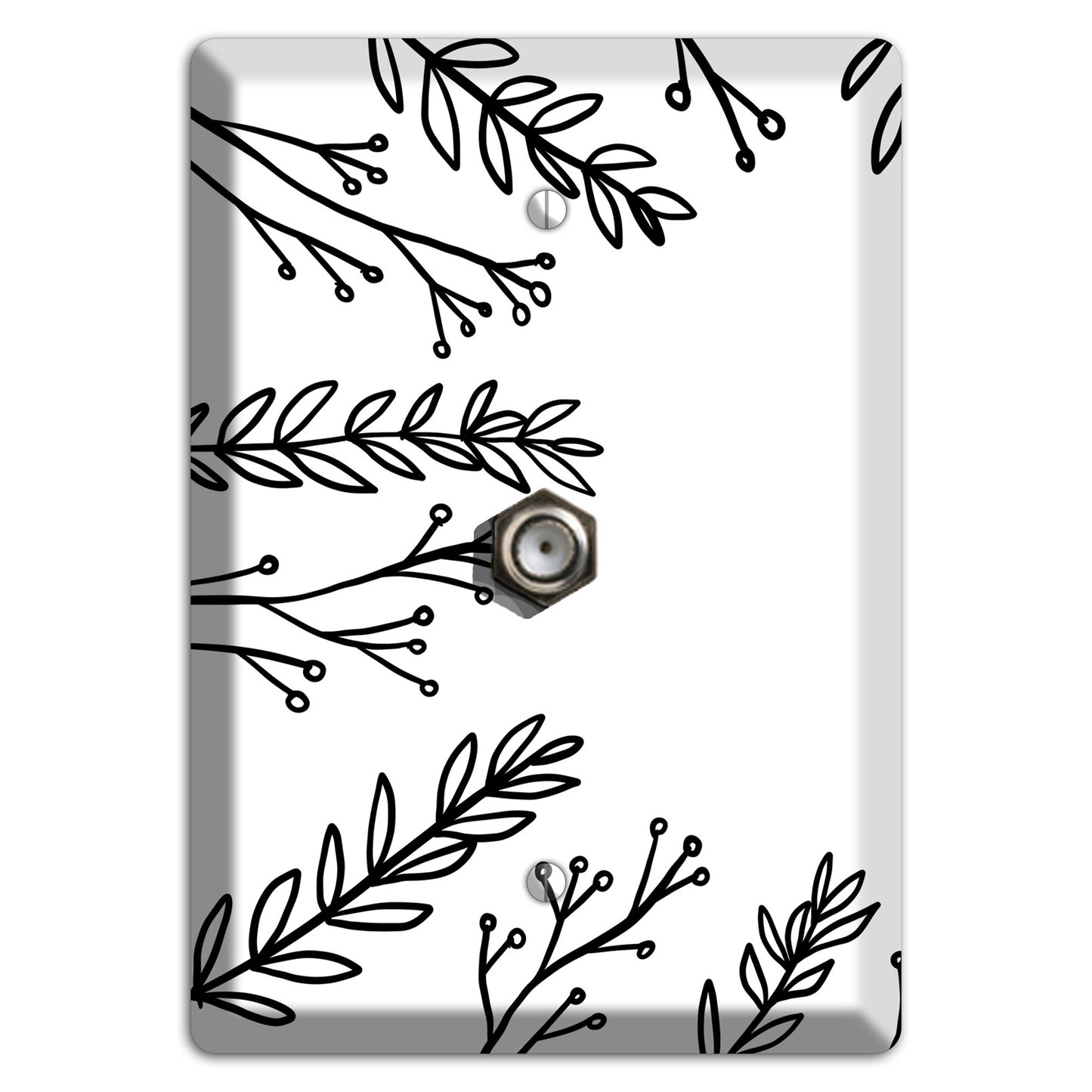 Hand-Drawn Leaves 9 Cable Wallplate