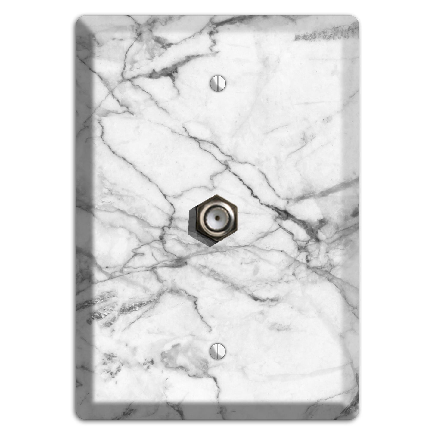 White and Gray Marble Cable Wallplate