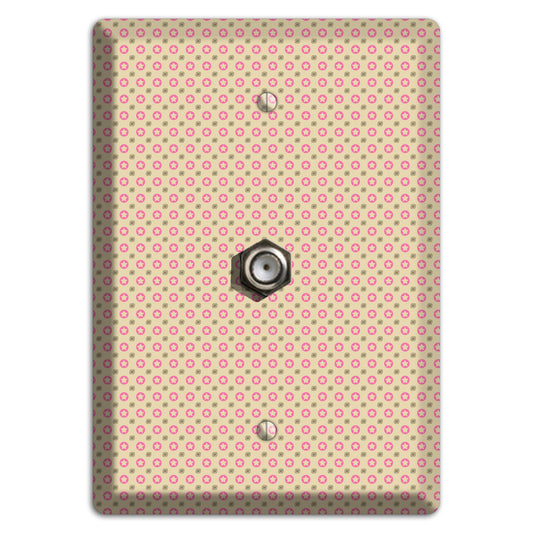 Beige with Pink Stars Cable Wallplate