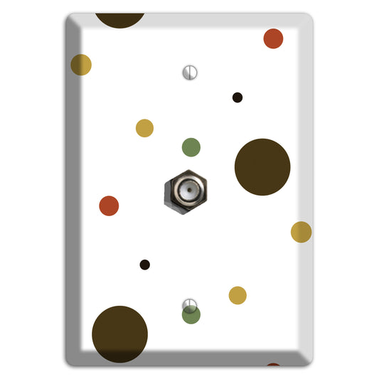 White with Multi Brown Multi Medium Dots Cable Wallplate