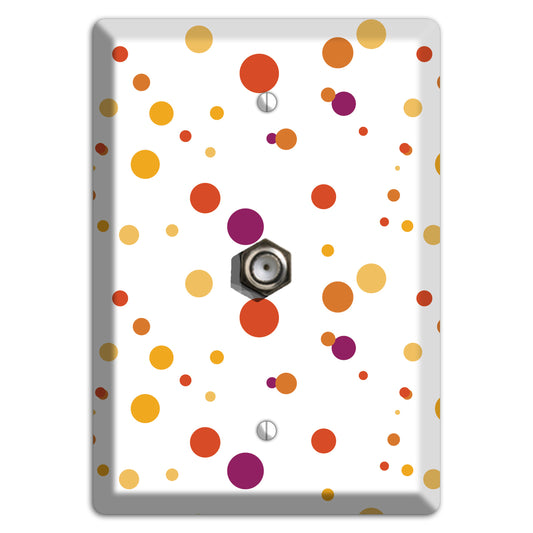White with Multi Red and Umber Small Dots Cable Wallplate