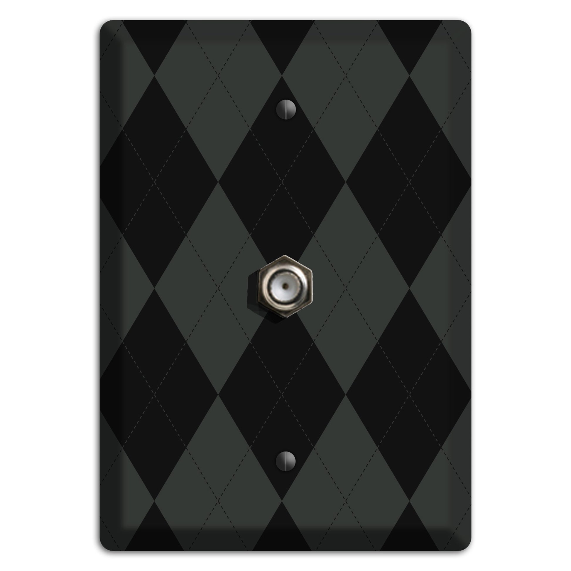 Gray and Black Argyle Cable Wallplate