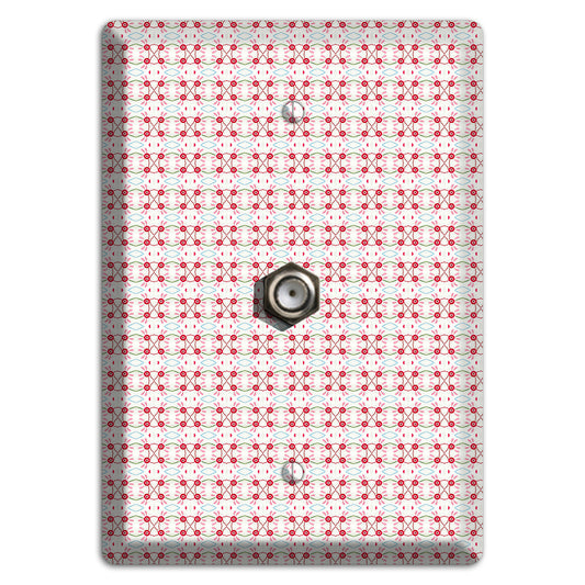 White with Red Ball and Stick Tapestry Cable Wallplate