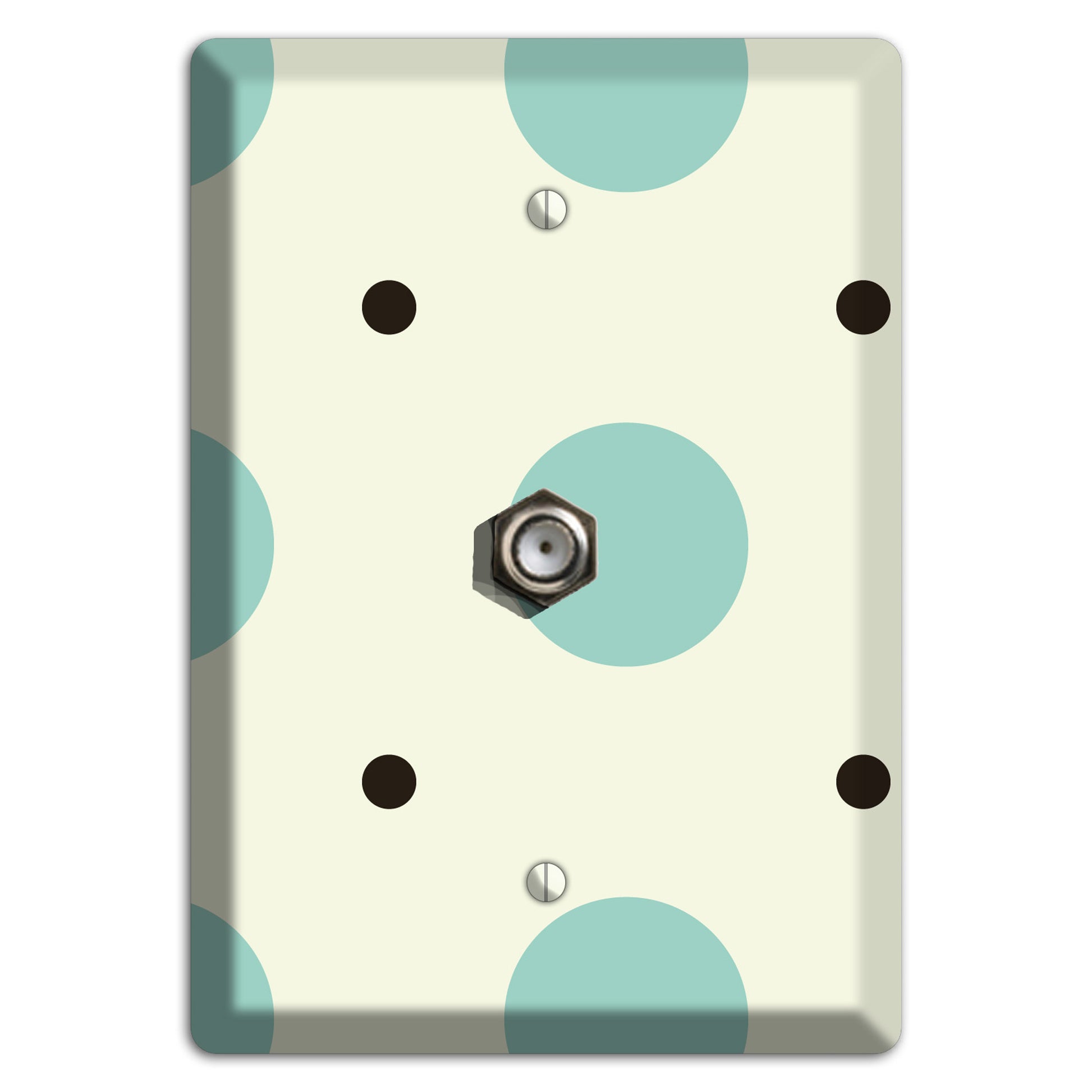 Soft Green with Aqua and Black Multi Tiled Medium Dots Cable Wallplate