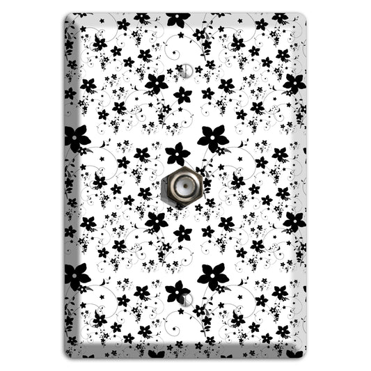 Black and White Flowers Cable Wallplate