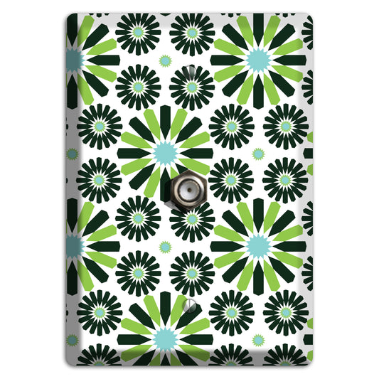 Lime and Teal Scandinavian Floral 2 Cable Wallplate