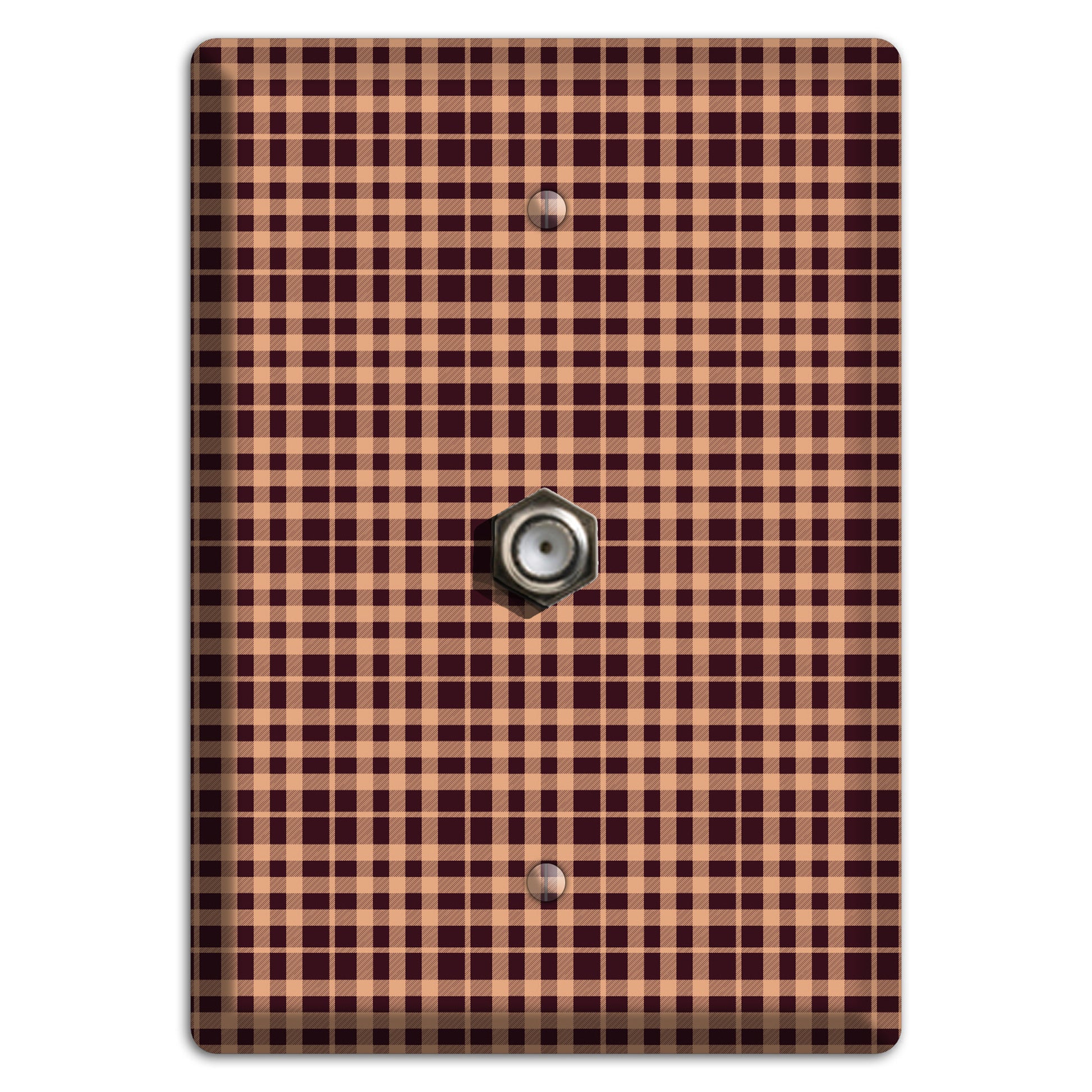 Beige and Black Plaid Cable Wallplate