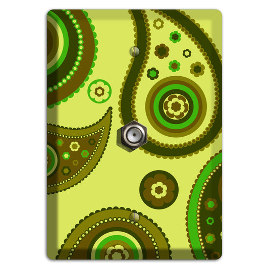 Bright Green Paisley Cable Wallplate