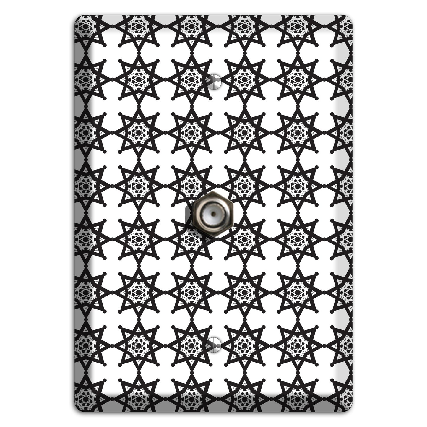 White with Black Arabesque Aster Cable Wallplate