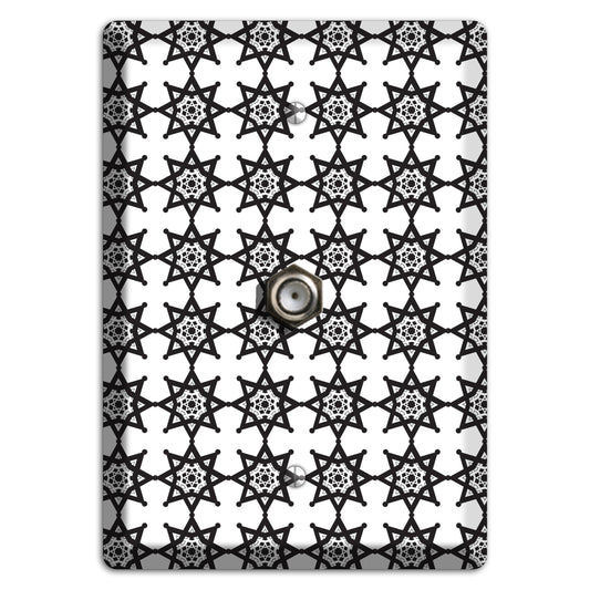 White with Black Arabesque Aster Cable Wallplate