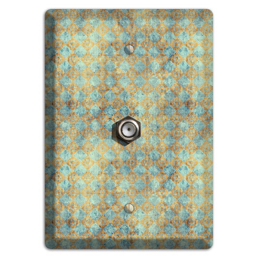 Green and Beige Diamond Circles Cable Wallplate