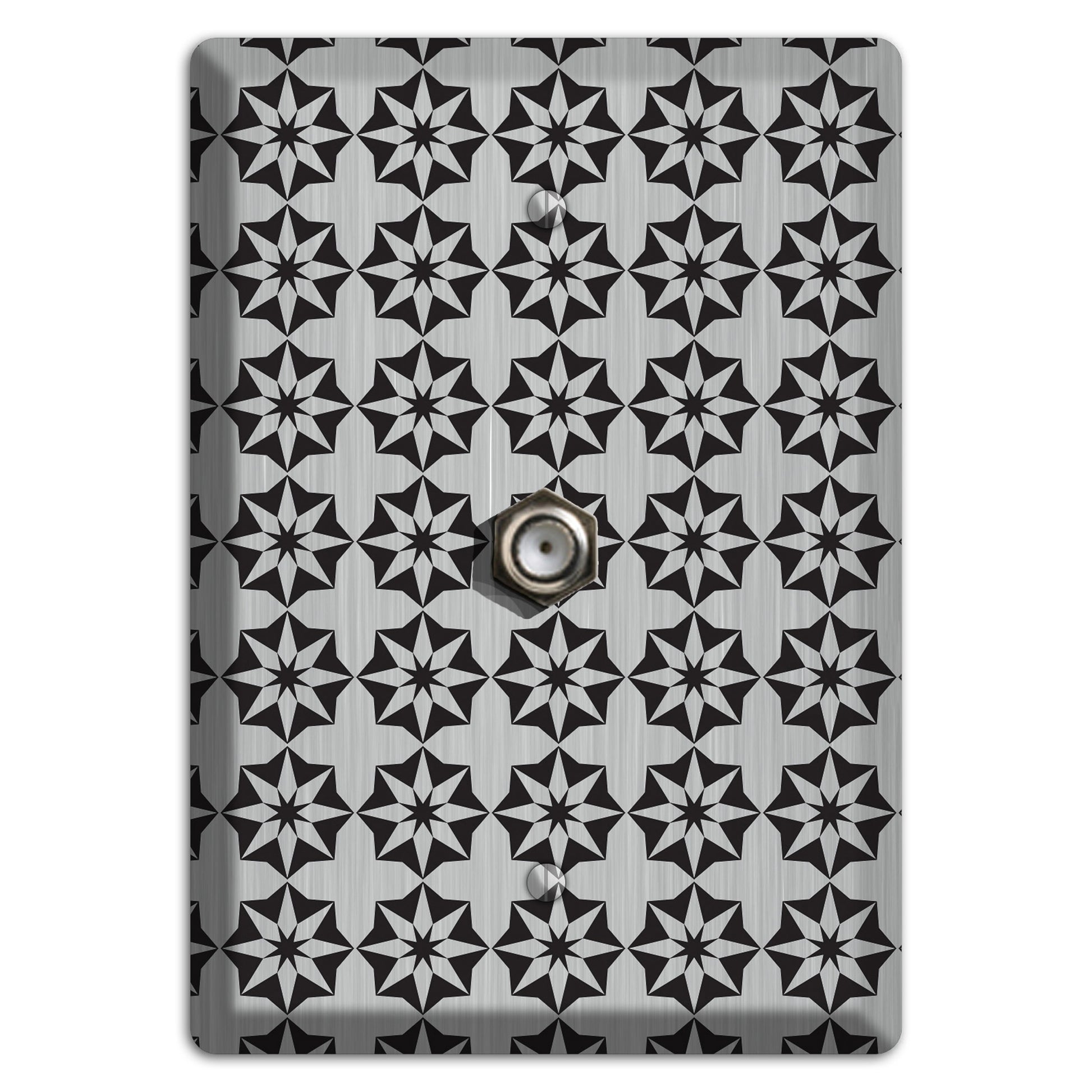 Stainless with Black Foulard Cable Wallplate