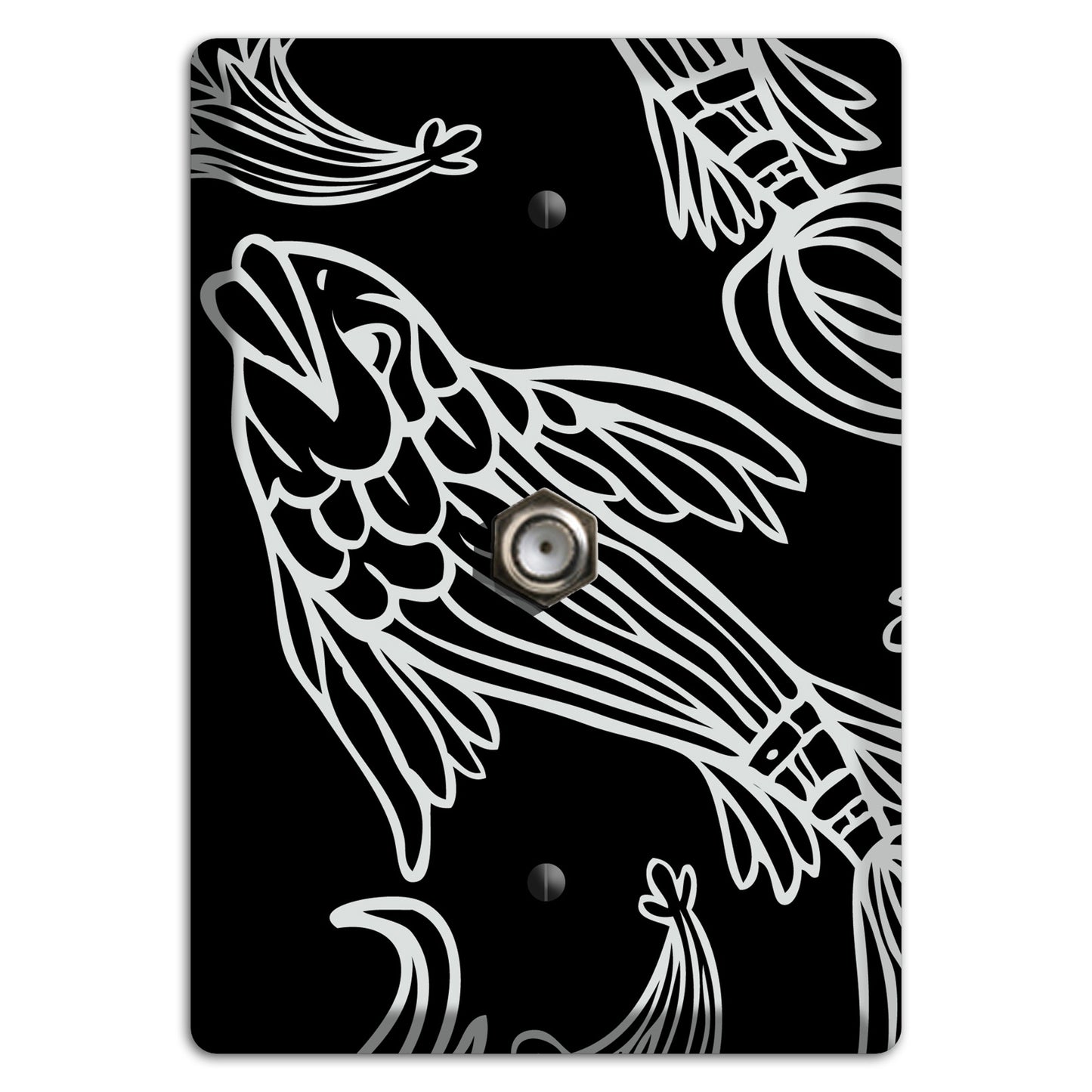 Black and White Koi Cable Wallplate