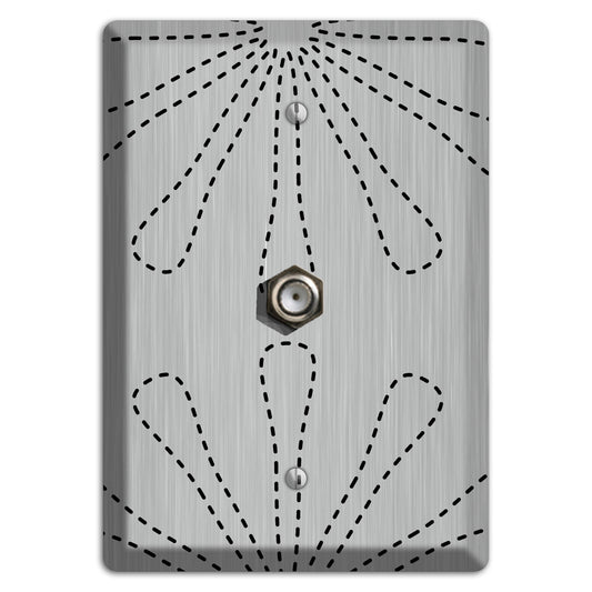 Retro Stipple Floral  Stainless Cable Wallplate