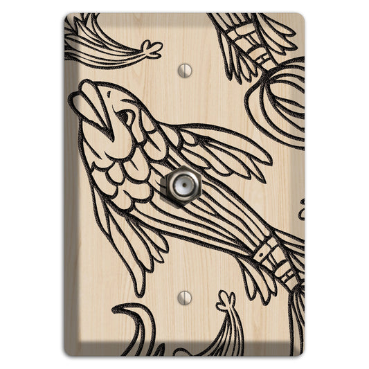 Koi Wood Lasered Cable Wallplate