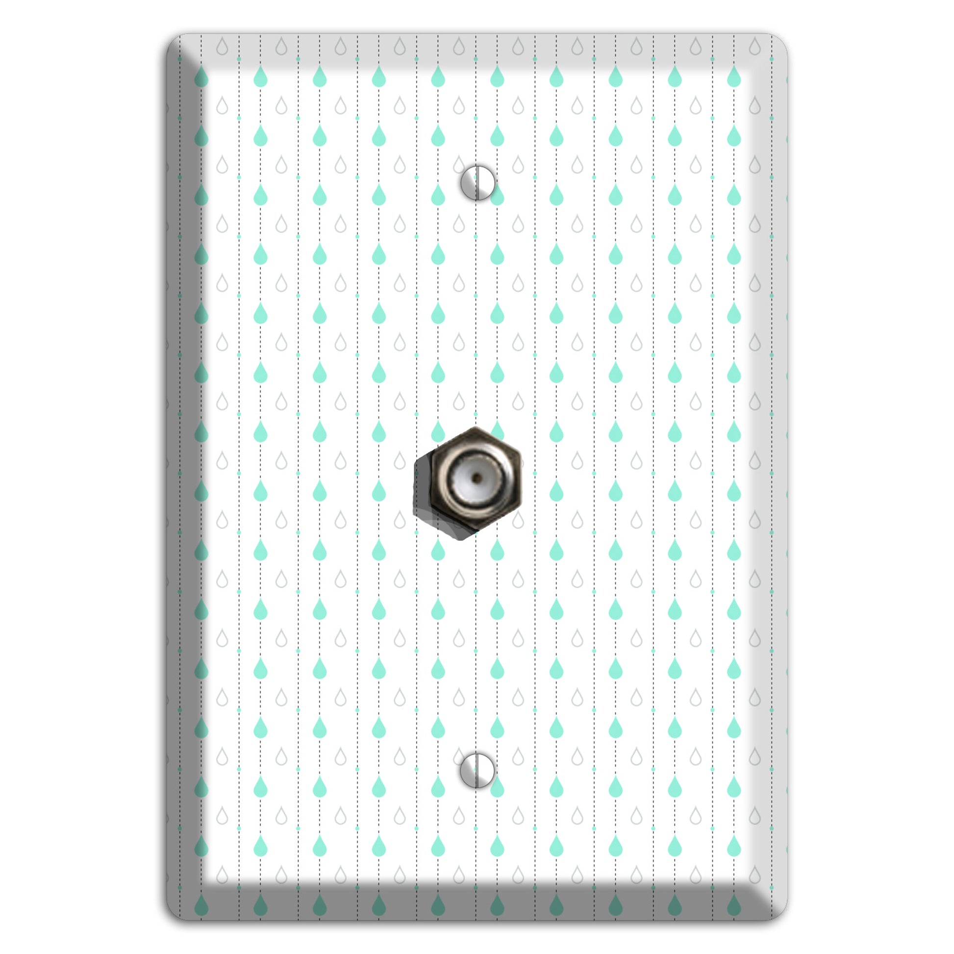 White and Blue Drops 2 Cable Wallplate