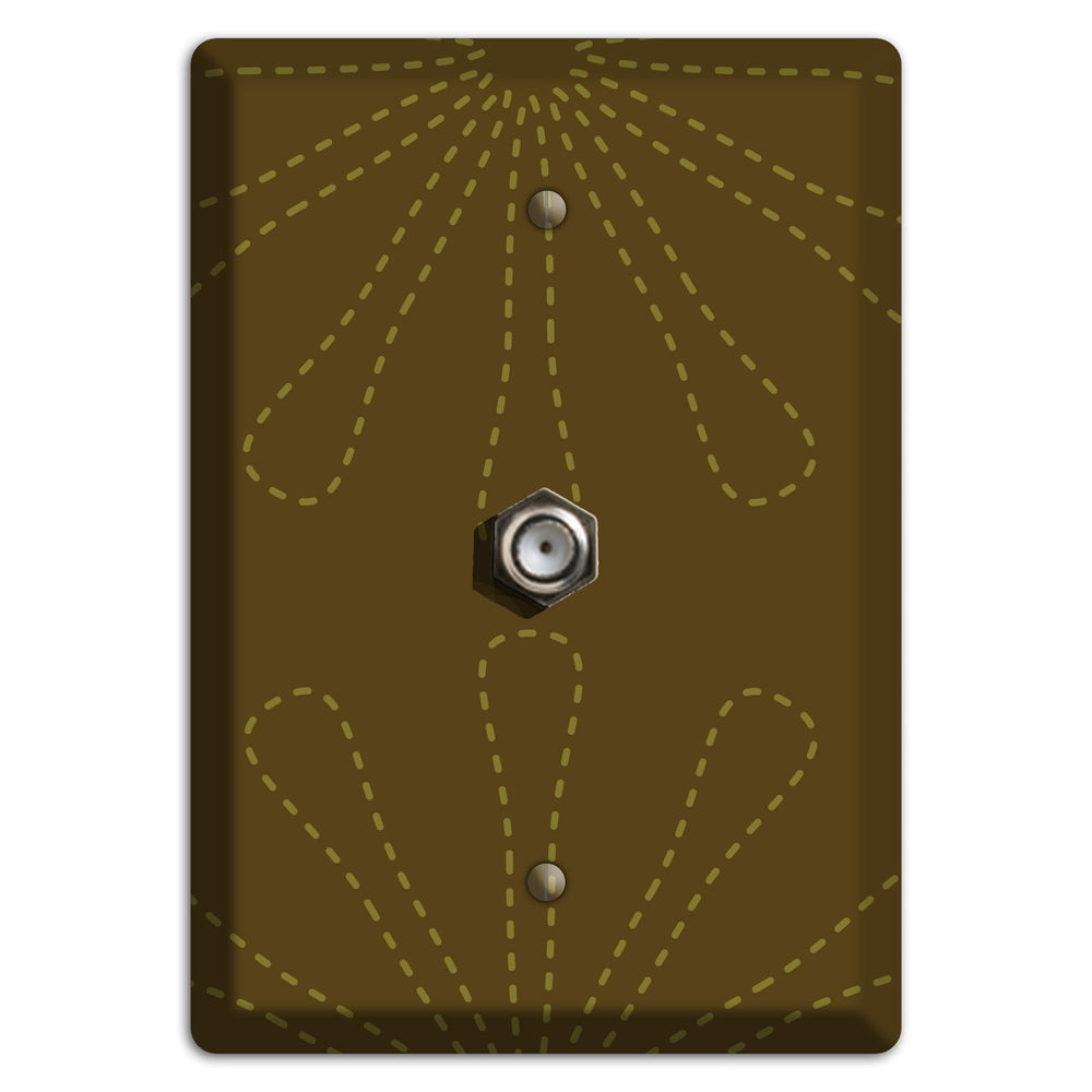 Brown Retro Stipple Floral Contour Cable Wallplate