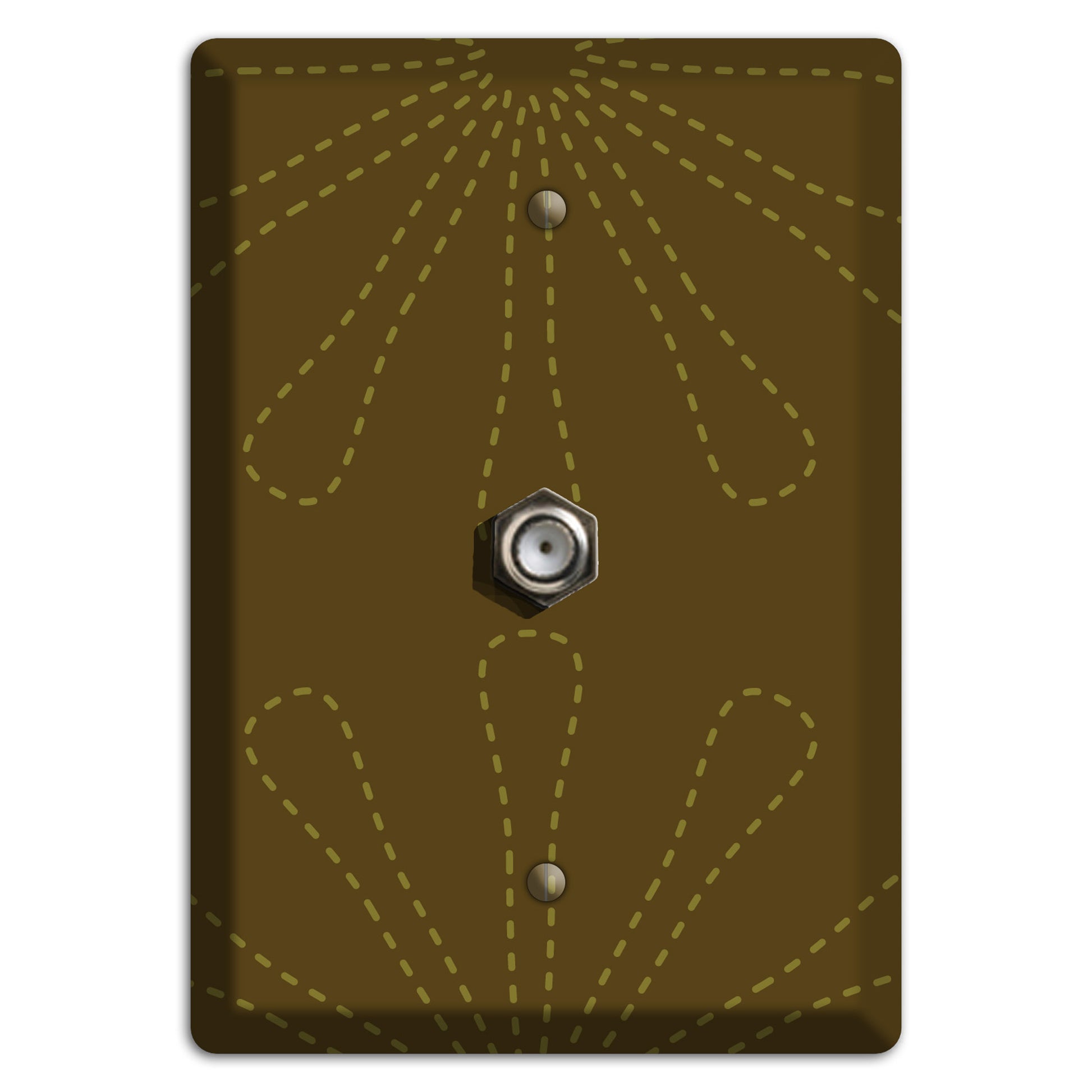 Brown Retro Stipple Floral Contour Cable Wallplate