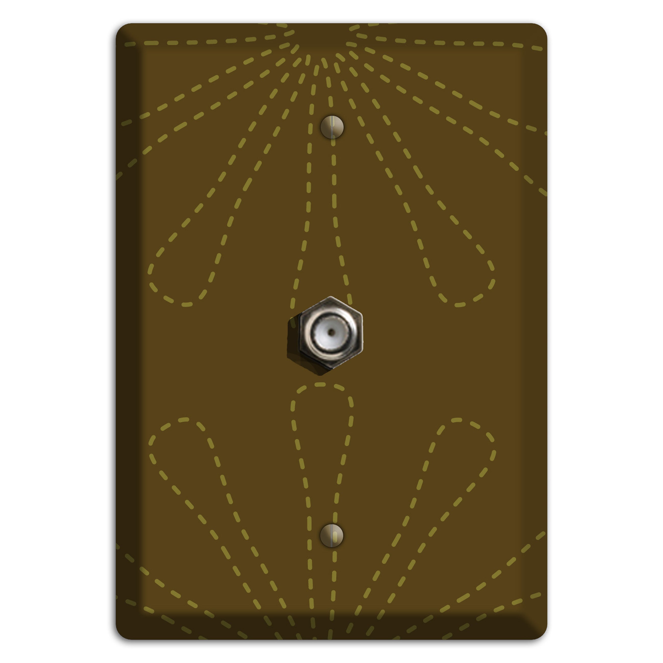 Brown Retro Stipple Floral Contour Cable Wallplate