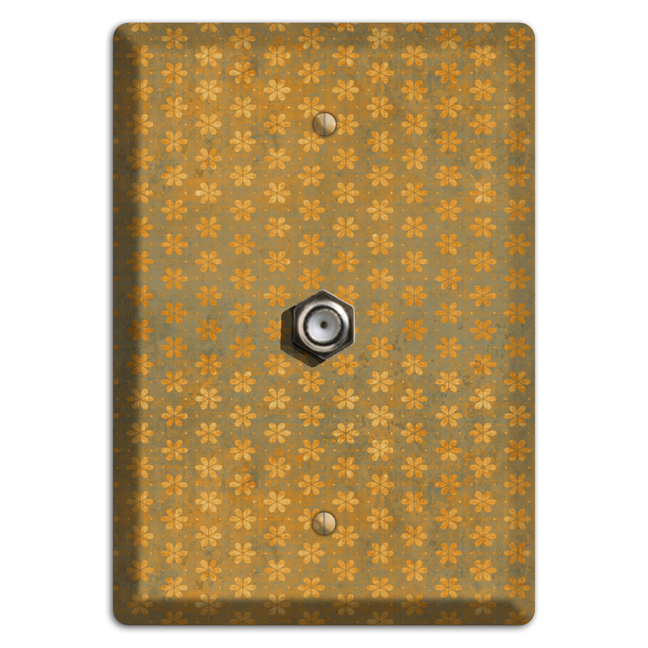 Olive Grunge Floral Contour Cable Wallplate