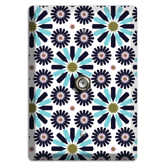 Dusty Blue and Olive Scandinavian Floral Cable Wallplate