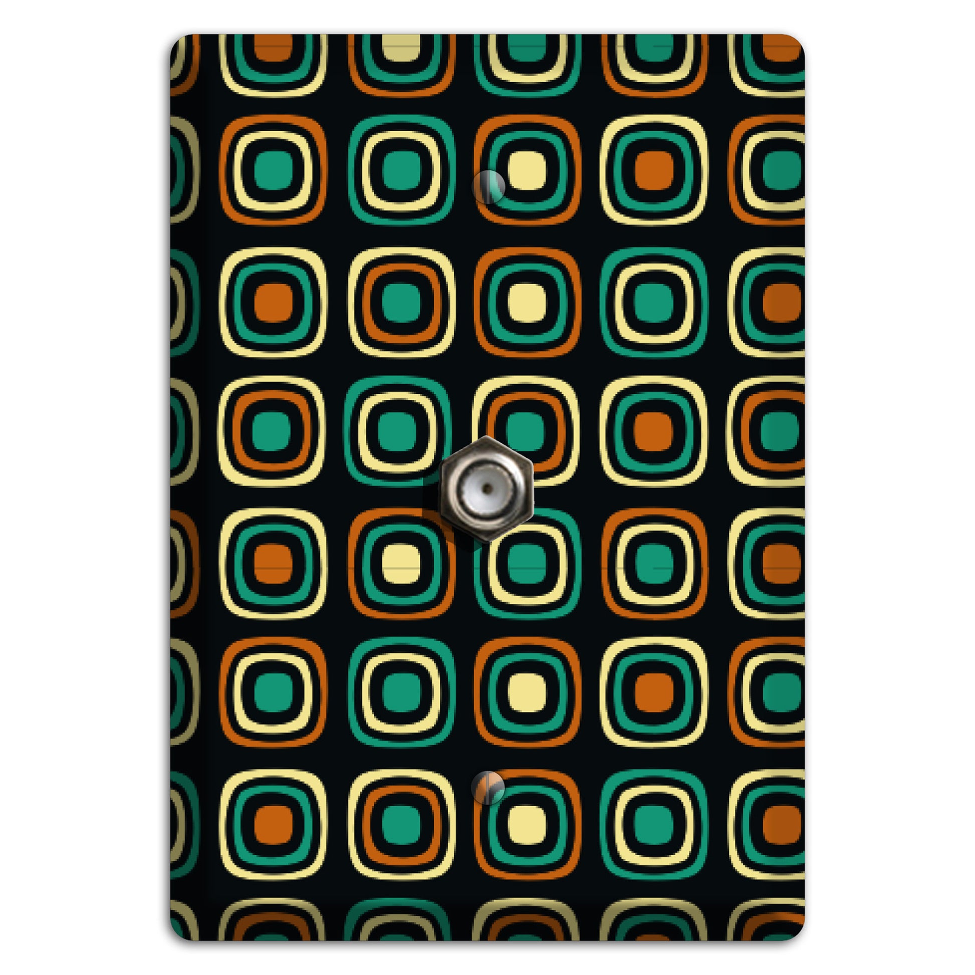 Multi Brown Umber Teal Retro Squares Cable Wallplate