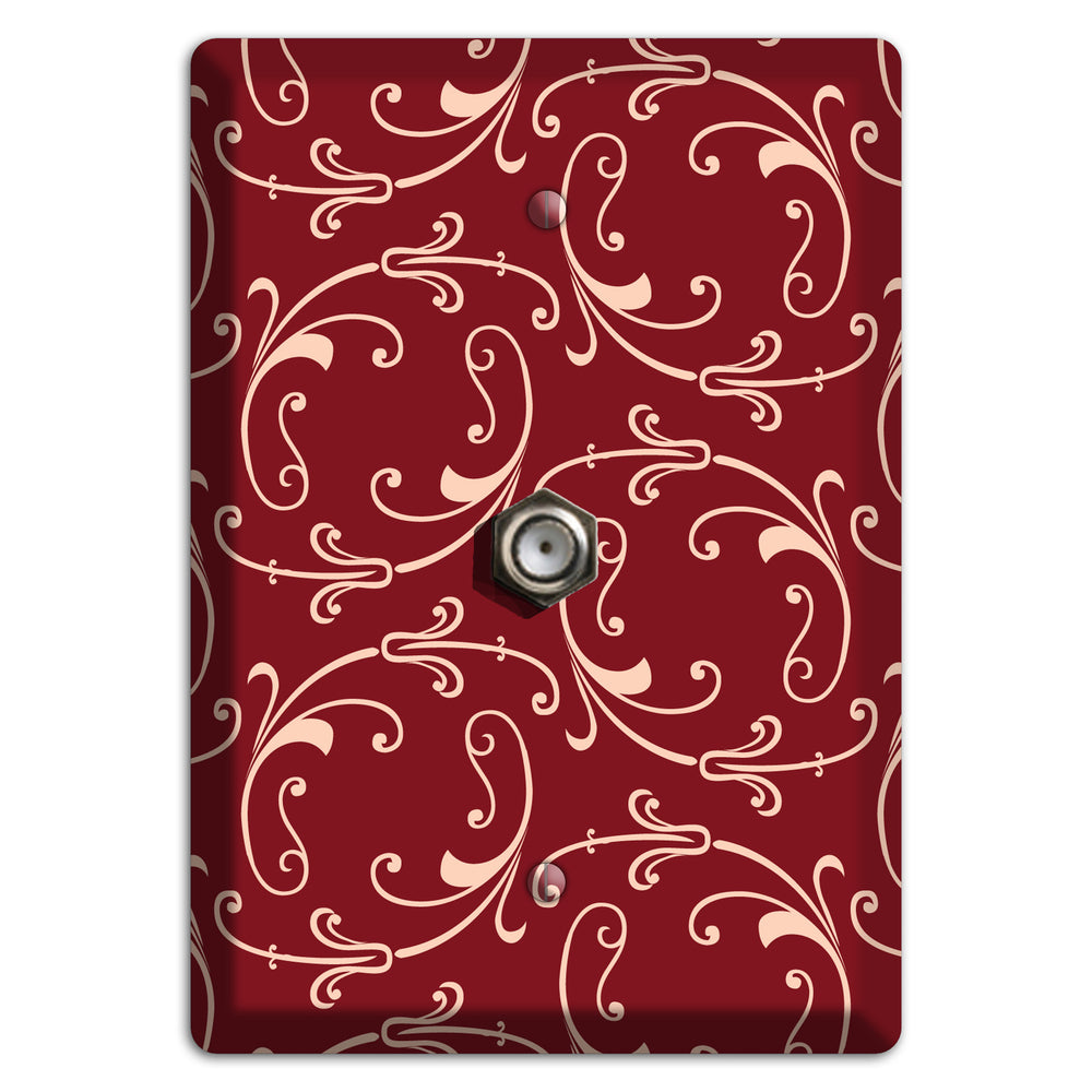Burgundy Victorian Sprig Cable Wallplate