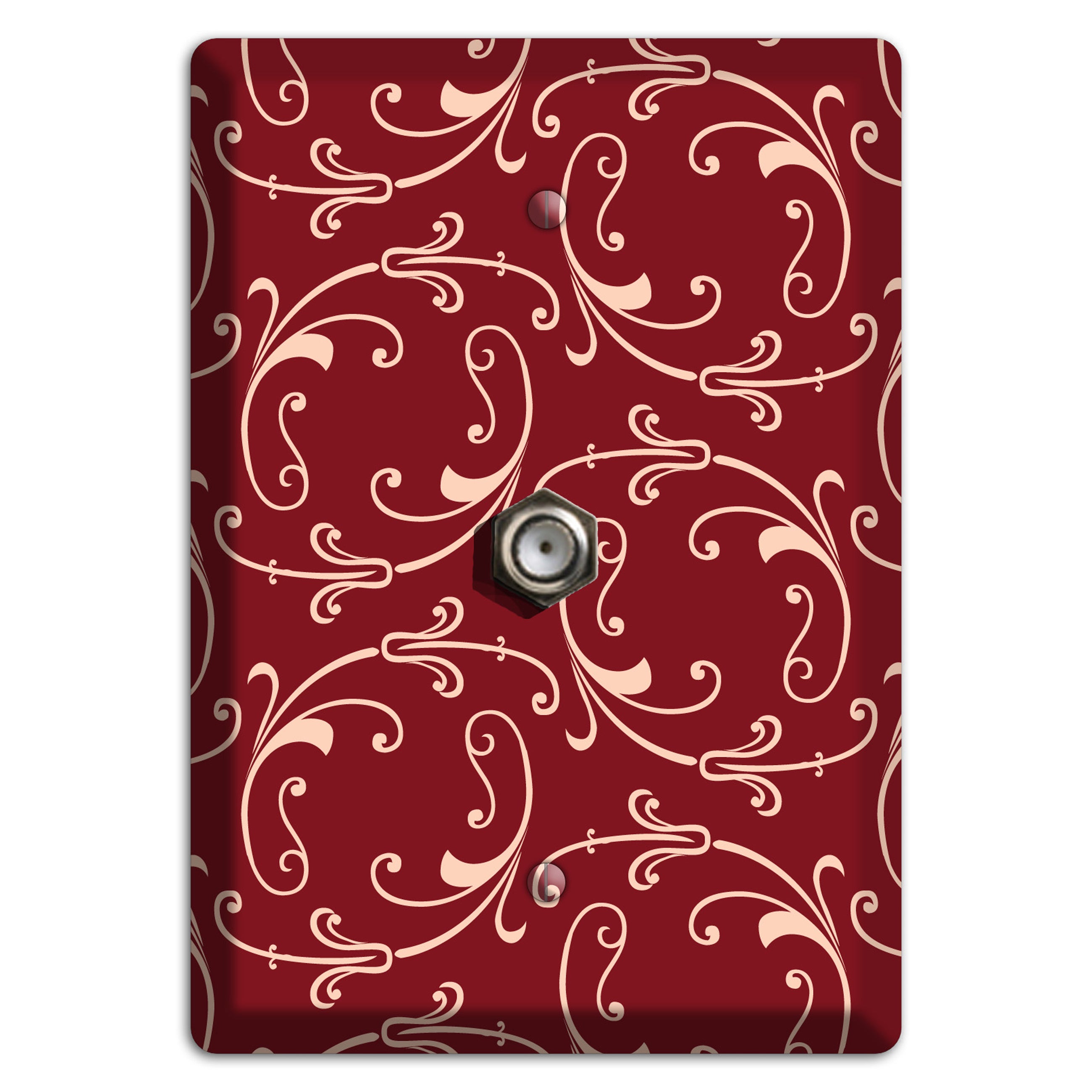 Burgundy Victorian Sprig Cable Wallplate