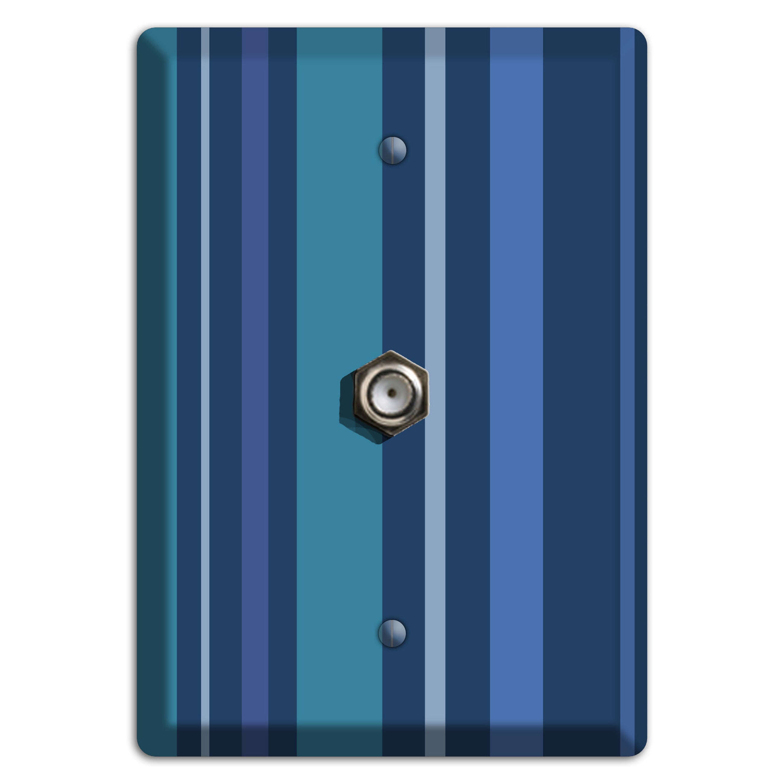 Multi Blue Vertical Stripes Cable Wallplate
