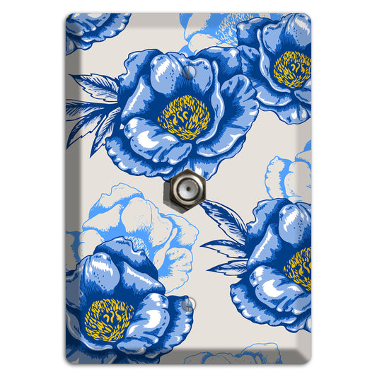 Blue Peony Cable Wallplate